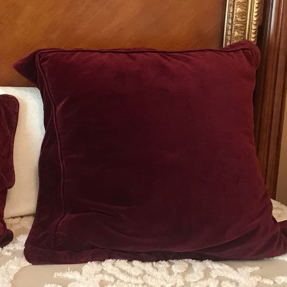 3 Burgundy Velvet European Pillow Sham